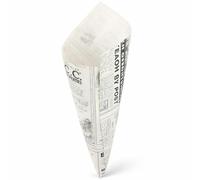Verdturee - Cornets Papier Alimentaire Ingraissable Style Journal - Emballage Frites, Burgers & Snacks - Restauration Rapide & Street Food - Lot de 50