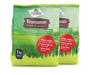 Verdurmax 2 x 1 kg de Semences de Gazon - Gazon Dense et Robuste | Mélange de Haute Qualité pour 40 m² de Pelouse Dense, Résistante et à Germination Rapide - Résiste Sécheresse et Piétinement