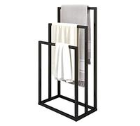 VERFARM Porte-serviettes autoportant avec 3 barres de serviette, porte-serviettes, porte-serviettes de bain, accessoires de salle de bain, noir