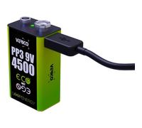 Verico LoopEnergy 9V Block 2er Pack, PP3, 4500mWh, Wiederaufladbare USB-C Battery, Li-ION, 1 Ladekabel USB Type A Auf 2 x Type C