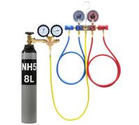 Vérificateur de perte de pression pour véhicule - Ensemble de test de vide avec manomètre pour air comprimé - Bouteille de gaz de protection NH5 8L/10L d'azote pour climatisation R1234YF - Manomètre 1