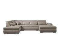 Lisa Design Canapé panoramique d'angle Vermont 7 places XXL gauche beige