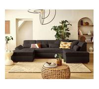Best mobilier Canapé panoramique d'angle droit Vermont S 7 places en velours côtelé Marron
