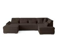 Best mobilier Canapé panoramique d'angle droit Vermont S 7 places en velours côtelé Marron