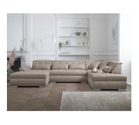 Lisa design Canapé panoramique d'angle droit Vermont 7 places XXL Beige