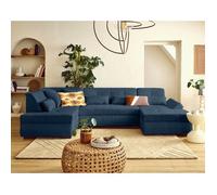 Best mobilier Canapé panoramique d'angle gauche Vermont S 7 places velours côtelé Bleu