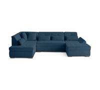 Best mobilier Canapé panoramique d'angle gauche Vermont S 7 places velours côtelé Bleu