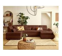 Best mobilier Canapé panoramique d'angle gauche Vermont S 7 places velours côtelé Terracotta