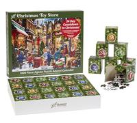 Vermont Christmas Company Calendrier de l'Avent Puzzle - « Christmas Toy Store » - 1000 pièces - 24 Sections de Puzzle à compléter - Utilisation année après année