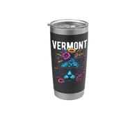 Vermont USA Chat portant des lunettes de soleil et fleurs Gobelet isotherme en acier inoxydable double paroi