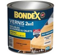 Vernis bois intérieur - BONDEX - Chêne doré brillant - 250 ml - 2 en 1 : protège et embellit