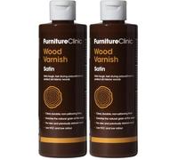 Vernis Bois Ultra Résistant - Séchage Rapide, Vernis Transparent pour Bois - Faible Odeur, Vernis à Base d’Eau - Protège le Bois Intérieur des Taches et Rayures - Satiné 250 ml (Lot de 2)