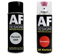 Vernis Voiture Pulvérisation Kit pour Renault D69 Gris Platine Métallique 2K Vernis Transparent Basislack Aérosol Spray 2x400ml