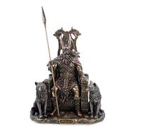 Veronese 708-7392 Odin - Figurine du père des dieux allemand sur trône avec loups