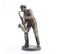 Veronese Design Figurine saxophoniste en résine finition bronze 18 cm, Statues Décoratives