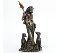 Veronese Design Hecate - Déesse Grecque de la Magie avec Ses Chiens - Sculpture en résine Bronze coulée à Froid - 24,9 cm de Haut - Décoration d'intérieur