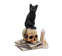 Veronese Design Lisa Parker Spirits of Salem Statue de chat noir sur crâne humain 16,5 cm de haut