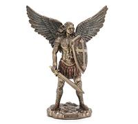 Veronese Design Sculpture Archange Saint Michael Épée et Bouclier en résine Finition bronze moulé 19,5 cm