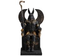 Veronese Design Sculpture de dieu égyptien Anubis assis sur le trône en résine finition noire et dorée 26 cm