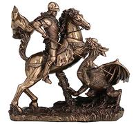 Veronese Design Sculpture Saint George Le Dragon Slayer en résine coulée à Froid Finition Bronze 16,5 cm