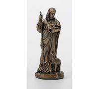 Veronese Design Statue de Jésus Le Bon Berger en résine coulée Peinte à la Main Finition Bronze Antique 9,5 cm