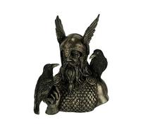 Veronese Design Statue du Dieu Nordique Odin dans Un Casque ailé avec Corbeaux
