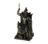 Veronese Design Statue Olympia de 20,6 cm Tenant Le Tonnerre sur Le trône Grec, Dieu Romain Grec, Finition Bronze Antique