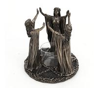 Veronese Design Wicca Triple Goddess Festive Ritual Bougeoir en résine coulée à froid Finition bronze antique