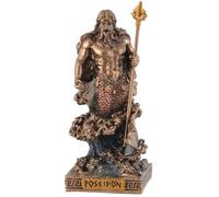 Veronese Figurine miniature dieu grec Poséidon en bronze peint à la main