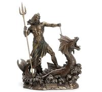 Veronese Poséidon Debout Trident Hippocampe 9 1/4 Pouces de Hauteur