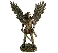 Veronese Sculpture de l'archange Michel - Statue bronzée 28 cm - Figurine d'ange colorée à la main - Décoration en polyrésine pour la maison - Pièce de collection - Série de design