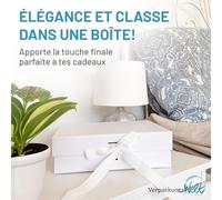 Verpackungswelt Coffret avec Couvercle-31x22x10-Carton Cadeau à Fermeture Magnétique & Joli Ruban|Parfait pour Anniversaire, Mariage, Noël, Saint-Valentin, Naissance-Boîte Box Vide en blanc-Pack de 1