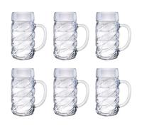 Set de 6 Verres à Bière Chopes Maßkrug 1 Litre Design Diamant Facetté Premium Brillant pour Dégustation Élégante