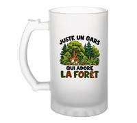 Verre à Bière Juste un gars qui adore la forêt | Chope Givrée en Verre Trempé 470 ml à Anse Recto Verso | Apéro Bar Bistrot Match | Cadeau Amoureux de la Nature Homme Anniversaire Fête des Pères