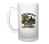 Verre à Bière Juste une fille qui adore la forêt | Chope Givrée en Verre Trempé 470 ml à Anse Recto Verso | Apéro Bar Bistrot Match | Cadeau Amoureuse de la Nature Homme Anniversaire Fête des Pères