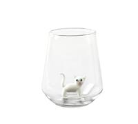 Verre à boisson en forme de figurine de chat Blanc | Gobelet en borosilicate sans poignée, large ouverture, pour le bureau, le thé