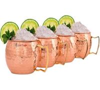 Verre à cocktail en cuivre avec pailles en cuivre martelé, verre doseur parfait, idéal pour les boissons fraîches et les soirées bière.