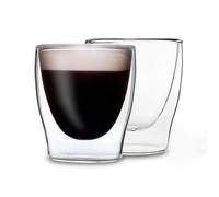 Duos Feelino Verres isothermes à double paroi Effet flottant Pour boissons chaudes et froides, thé et café, Verre, 2 x 80 ml., 2x 80ml