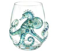 Verre à Eau avec Animal Marin en Relief 3D, Verre Transparent Créatif avec Méduse Hippocampe Crabe Requin, Gobelet en Verres pour Eau Whisky Jus Cocktail, Cadeau Original et Usage Quotidienne