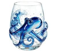 Verre à Eau avec Animal Marin en Relief 3D, Verre Transparent Créatif avec Méduse Hippocampe Crabe Requin, Gobelet en Verres pour Eau Whisky Jus Cocktail, Cadeau Original et Usage Quotidienne