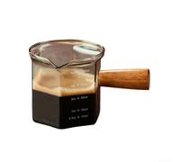 Verre à liqueur mesureur à expresso avec poignée en bois - Verre borosilicate à double échelle pour machine à café Barista (gris)