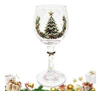 Verre à pied de Noël réutilisable pour fêtes de fin d'année | Verre transparent avec motif de Noël festif, forme de pied de 18,3 cm de haut, adapté pour cocktails, jus