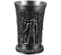 Verre à Shot Alliage Zinc Culture Ancienne 30ml(ForHelios) | Alliage de zinc pour robuste, gravures détaillées, capacité 30ml, fini poli main, pour idéal spiritueux