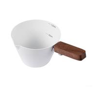 Verre à shot mesureur en acier inoxydable de 120 ml - Tasse d'extraction de café à échelle précise - Pichet à poignée en bois noir (blanc)