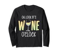 Verre à vin Humoristique « Oh Look It's Wine O'Clock » Manche Longue