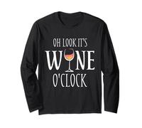 Verre à vin Humoristique « Oh Look It's Wine O'Clock » Manche Longue