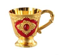 Verre à vin rétro fabriqué à la main en alliage d'aluminium de 30 ml pour bar avec bouche lisse, pied fraisé stable, design classique (plaque ovale avec rouge)