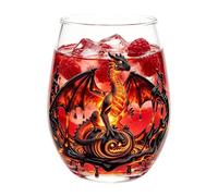 Verre à vin rouge 400 ml Halloween sans pied avec dragon imprimé en 2D | Gobelets en verre pour fête d'anniversaire, mariage, whisky, cuisine, Thanksgiving, bière, maison, bar, bureau