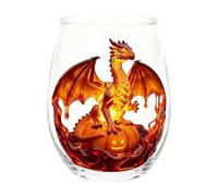 Verre à vin rouge 400 ml sans pied avec dragon imprimé en 2D | Verres à boire pour fête d'anniversaire, mariage, whisky, cuisine, Thanksgiving, bière, maison, bar, bureau, Saint-Valentin
