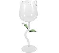 Verre à Vin Rouge en Verre, Coupe Rose à Long Pied, Ambiance Noël | Silhouette de Fleur Décorative, Corps Transparent, Prise Facile, pour Cocktails, Bar, Restaurant, Café, Thé, Événements